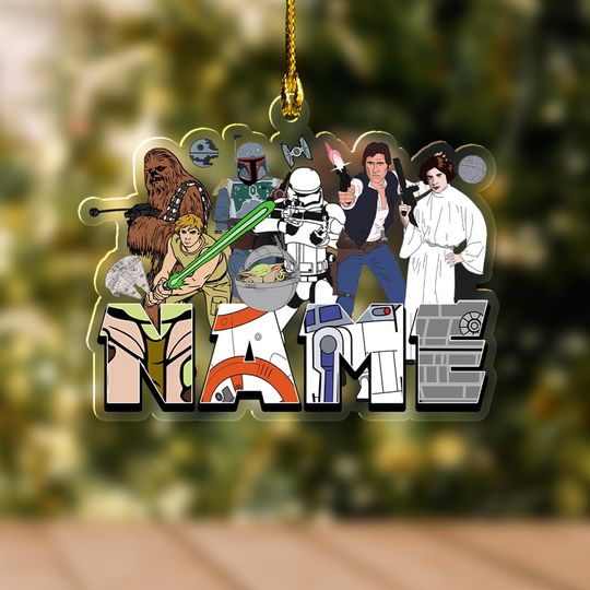 Personalized Multi-character Darth Vader Mandalorian R2D2 Christmas Family Ornament 2025 Gift