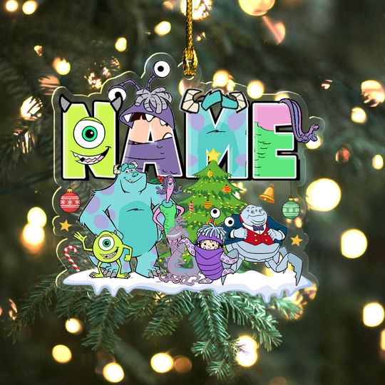 Discover Custom Disney Pixar Monsters University Hologram Ornament,Custom Name Family Christmas Tree Hanging Ornament,Christmas 2025 UN4C08