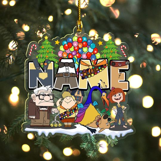 Personalized Up Movie Kevin Carl Ellie Hologram Ornament, Carl and Ellie Orament