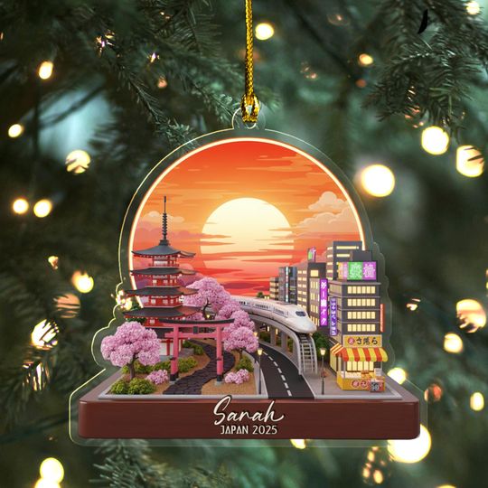 Discover Japan Travel Ornament 2025: Personalized Adventure Keepsake with Name & Destination AXKM13