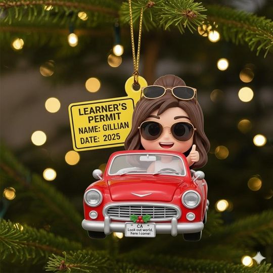 Discover Personalized Male or Female Driver Learner's Permit Christmas Ornament/Learner's Permit/New Driver Ornament/Driver License ornament OLIN378