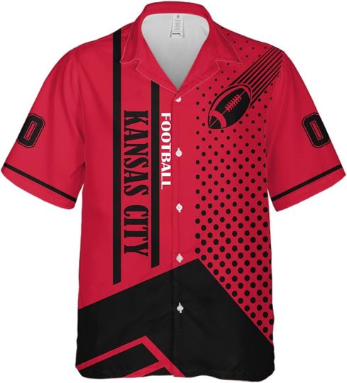 Discover Custom Football Fan Apparel Mens Short Sleeve Button Up Hawaiian Shirts Personalized Name & Number Logo Shirts