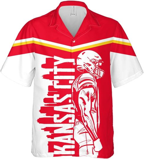 Discover Custom Football Hawaiian Shirt Casual Short Sleeve Button Down Shirt, Personalized Name Number Beach Aloha Shirts