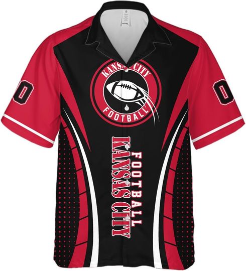 Discover Customize Football Mens Cuban Shirt Short Sleeve Button Down Hawaiian Shirts Summer Beach Personalized Number Shirts