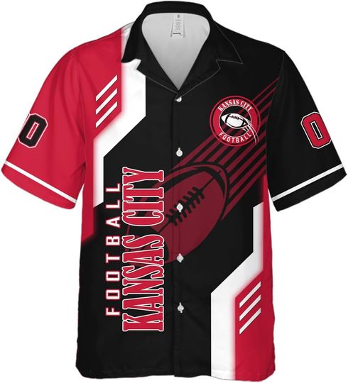 Discover Custom Football Mens Cuban Shirt Short Sleeve Button Down Hawaiian Shirts Summer Casual Beach Shirts Number Shirts