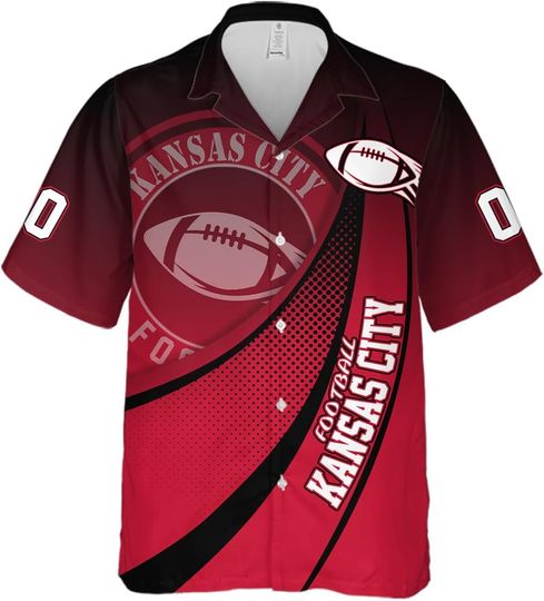 Discover Custom Hawaiian Shirt Men Short Sleeve Football Name Number Logo Personalized Front-Back Aloha Button Down Shirts