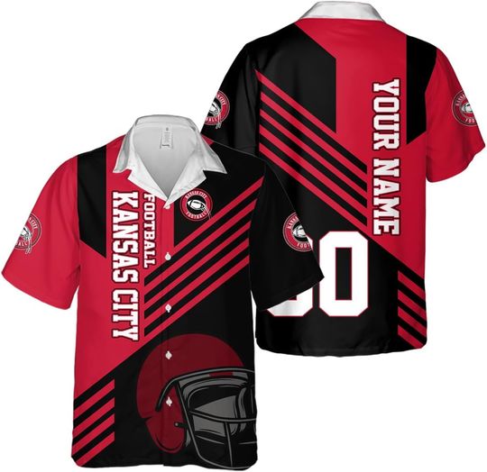 Discover Customizable Men's Football Team Sport Summer Hawaiian Custom FrontBack Name Number Button Down Shirts