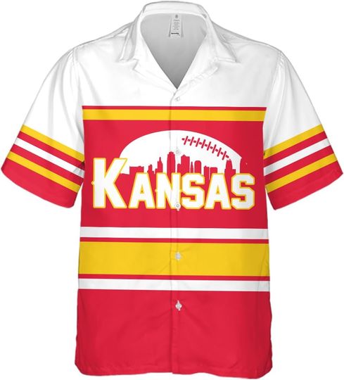 Discover Men's Football Custom Hawaiian Button-Down Shirt Personalized Name Number Beach Aloha Shirts