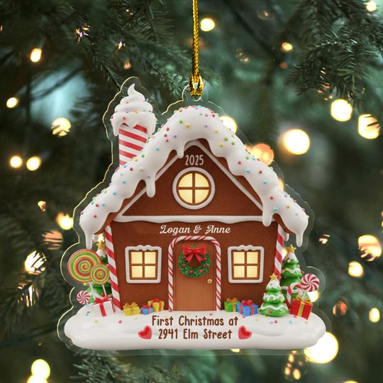 Discover First Christmas in Our New Home Ornament, New Home Gingerbread Acrylic Ornament, New House Christmas Ornament 2025 AXKM04