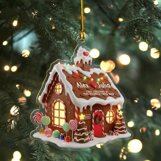 Discover First Christmas in Our New Home Ornament, New Home Gingerbread Acrylic Ornament, New House Christmas Ornament 2025 AXKM03