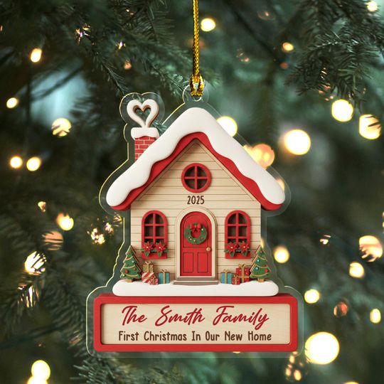 Discover New Home Gift, Personalized Our First Home Christmas Ornament, Christmas New Home Ornament,Address Ornament,Housewarming Gift AXKM02