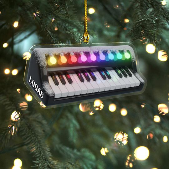 Discover Personalized Piano Christmas 2D Flat Ornament, Custom Piano Key Christmas Ornament, Music Teacher Ornament, Piano Lovers Gift AXKM30