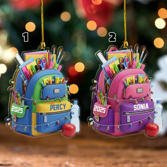Discover Personalized School Backpack Ornament: Teacher Student Gift AXKO08