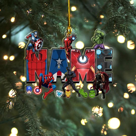 Personalized Marvel Christmas Ornament, Custom Name Acrylic Ornament