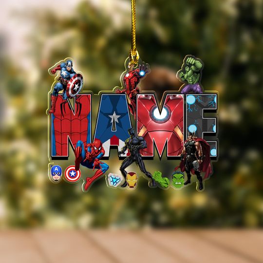 Personalized Marvel Christmas Ornament, Custom Name Acrylic Ornament