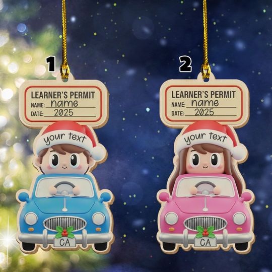 Discover Personalized New Driver Ornament, Learners Permit Christmas Ornament, Custom Teen Driver Holiday Gift 2025, Male or Female Driver UN5C04