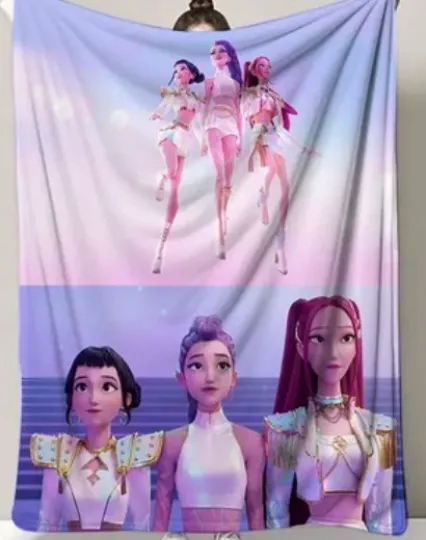 Discover KPop Demon Hunters HUNTRIX Rumi Mira Zoey 30x40 Throw Blanket Gift NEW