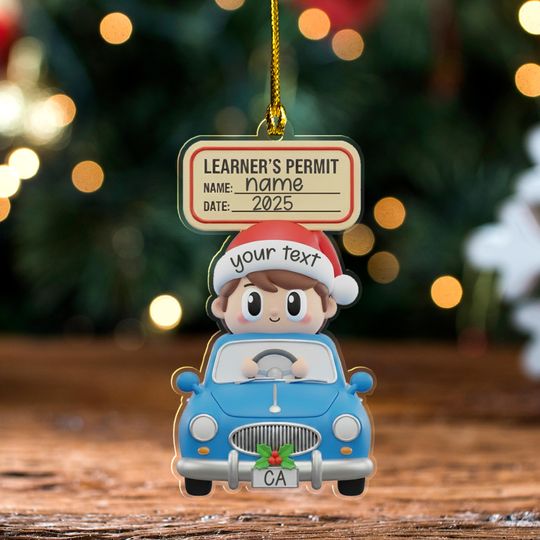 Discover Personalized New Driver Ornament, Learners Permit Christmas Ornament, Custom Teen Driver Holiday Gift 2025, Male or Female Driver UN5C04