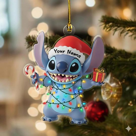 Discover Personalized Stitch Christmas Ornament, Disney Stitch Xmas Ornament Hanging, Customized Stitch 2025 Christmas Tree Decor Gift AXKY29
