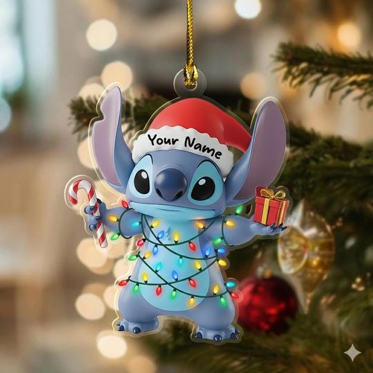 Discover Personalized Stitch Christmas Ornament, Disney Stitch Xmas Ornament Hanging, Customized Stitch 2025 Christmas Tree Decor Gift AXKY28