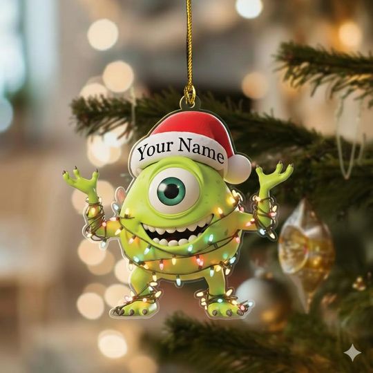 Discover Personalized Disney Mike Wazowski Ornament, Monster Inc Christmas Ornament, Customized Disney 2025 Christmas Tree Decor AXKY27