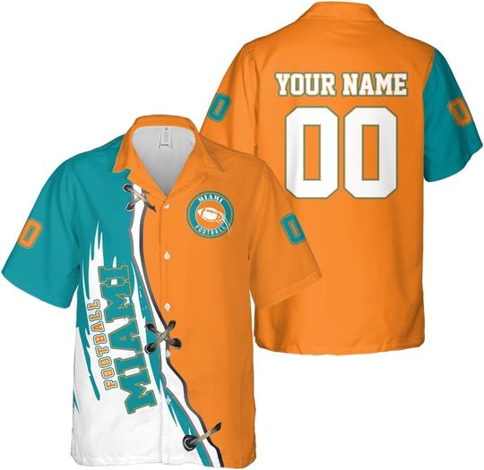 Discover Personalized Miami Football Team Dolphins Hawaiian Shirts for Men, Gift for Fan