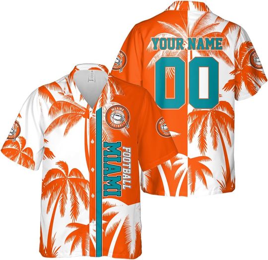 Discover Personalized Miami Football Team Dolphins Hawaiian Shirts for Men, Gift for Fan
