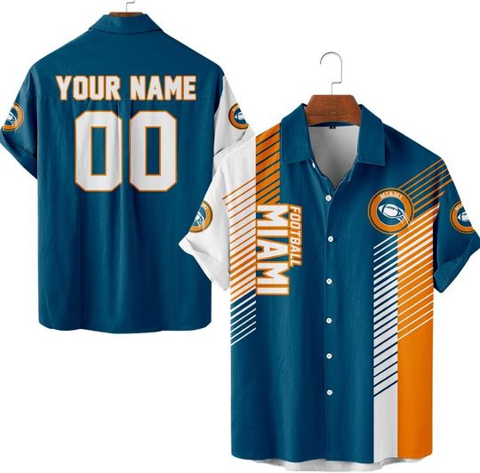 Discover Personalized Miami Football Team Dolphins Hawaiian Shirts for Men, Gift for Fan
