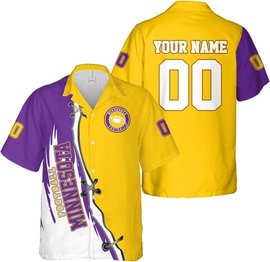 Discover Personalized Minnesota Football Team Vikings Hawaiian Shirts for Men, Gift for Fan