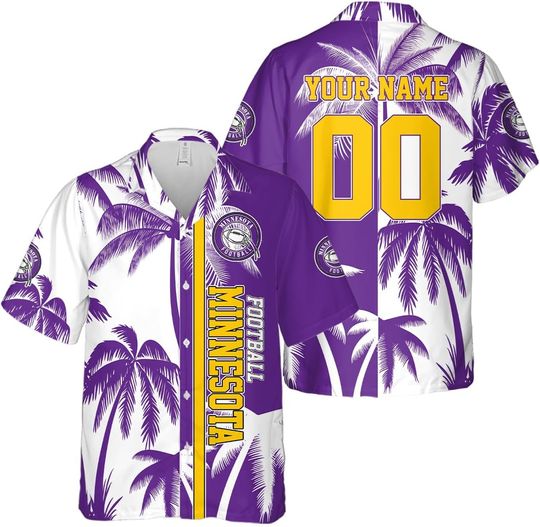 Discover Personalized Minnesota Football Team Vikings Hawaiian Shirts for Men, Gift for Fan