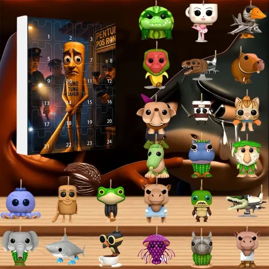 Discover 2025 24-Days Italian Brain-Rot 2D Acrylic Advent Calendar Tung Tung Tung Sahur