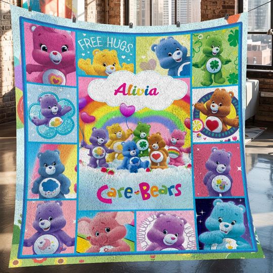 Discover Care Bears Christmas Fleece Blanket, Care Bears Vintage Personalized Fleece Blanket, Personalized Fleece Blanket, Christmas Gifts