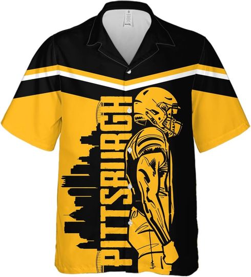 Discover Custom Football Hawaiian Shirt Casual Short Sleeve Button Down Shirt, Personalized Name Number Beach Aloha Shirts