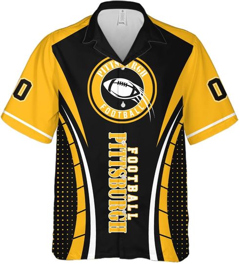 Discover Customize Football Mens Cuban Shirt Short Sleeve Button Down Hawaiian Shirts Summer Beach Personalized Number Shirts