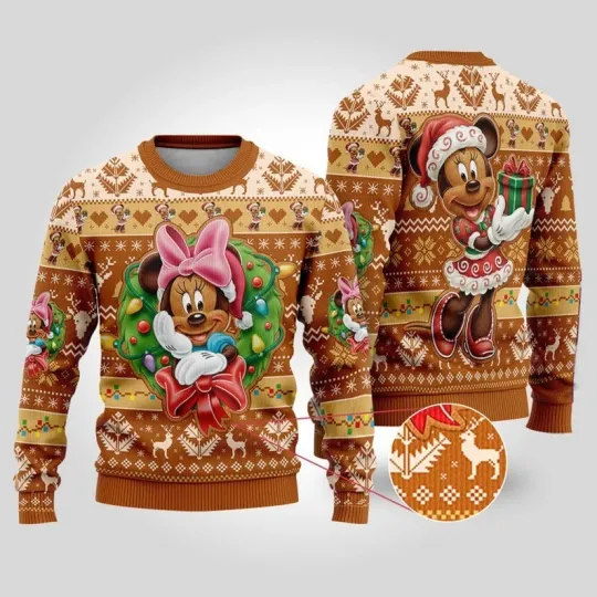 Discover Retro Minnie Gingerbread Ugly Christmas, Disneyland Mickey And Friends Gifts Ugly