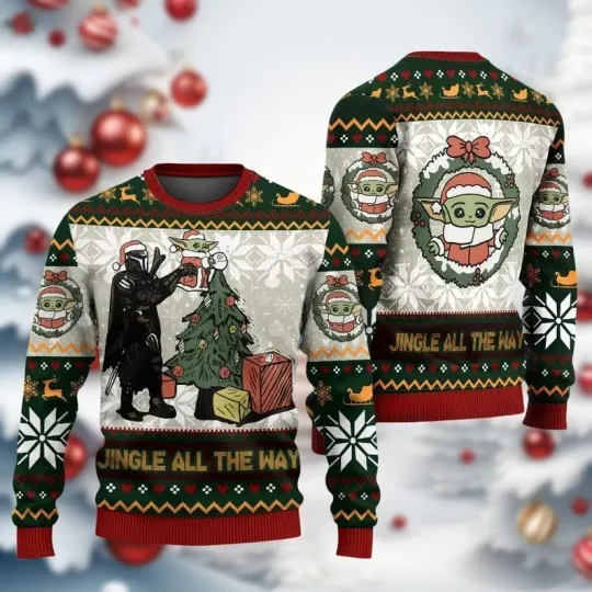 Jingle All The Way Mandalorian Star Wars Ugly Christmas Sweater