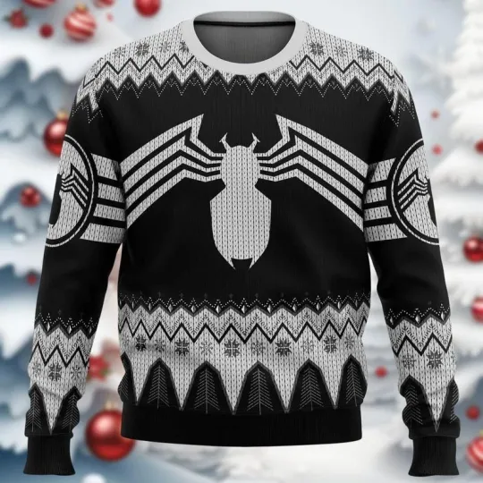 Retro Venom Symbol Christmas Ugly Sweater, Marvel Venom Xmas Sweatshirt