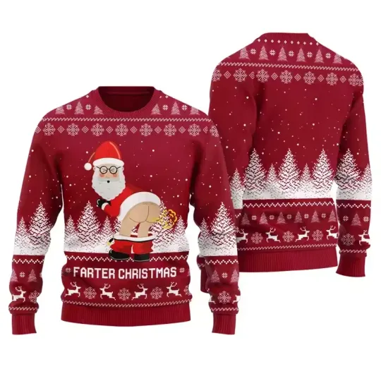 Discover Funny Farter Christmas Santa Ugly Xmas Sweater for Holiday Laughs