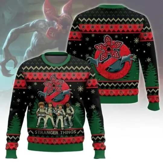 Stranger Things Demogorgon Ugly Christmas Sweater – Fun 80s Holiday Gift for Fan