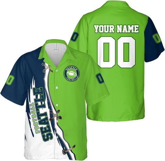 Personalized Seattle Football Team Seahawks Hawaiian Shirts for Men, Gift for Fan