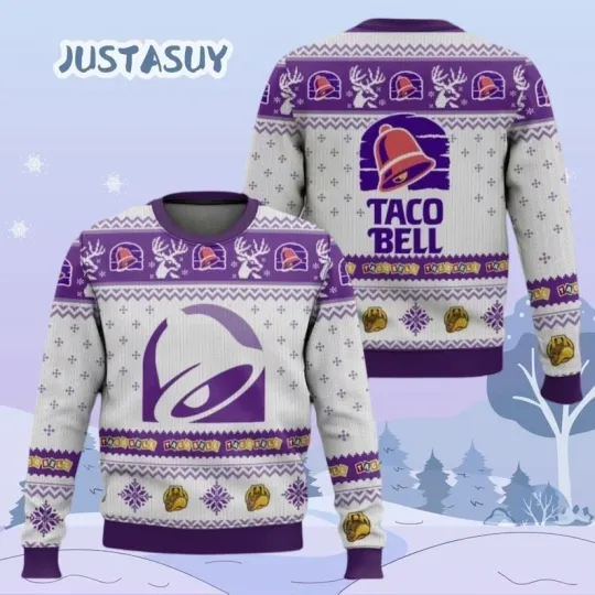 Taco Bell Christmas Sweater – Junk Food Ugly Holiday Mexican Xmas Sweater