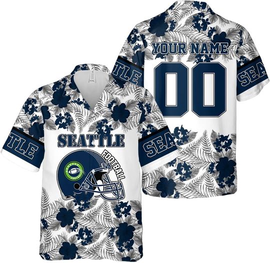 Personalized Seattle Football Team Seahawks Hawaiian Shirts for Men, Gift for Fan