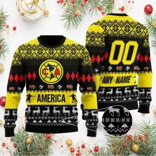 Discover Club América Personalized Ugly Christmas Sweater