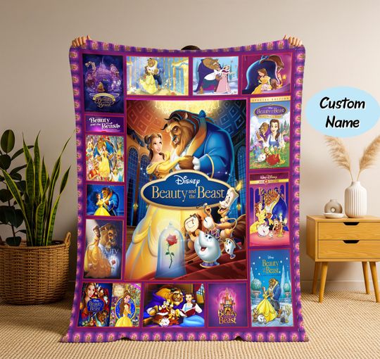 Discover Personalized Beauty And The Beast Blanket, Belle Princess Beauty and the Beast Fleece Blanket, Belle Birthday Gift, Christmas Gift Blanket