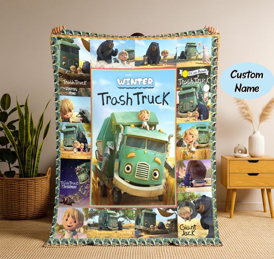 Personalized Trash Truck Blanket, Trash Truck Fleece Blanket, Trash Truck Birthday Gifts, Truck Lover Gift, Birthday Gifts, Christmas Gift