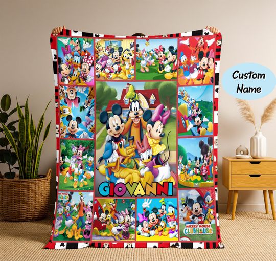 Discover Personalized Mickey Friends Blanket, Mickey Christmas Gift
