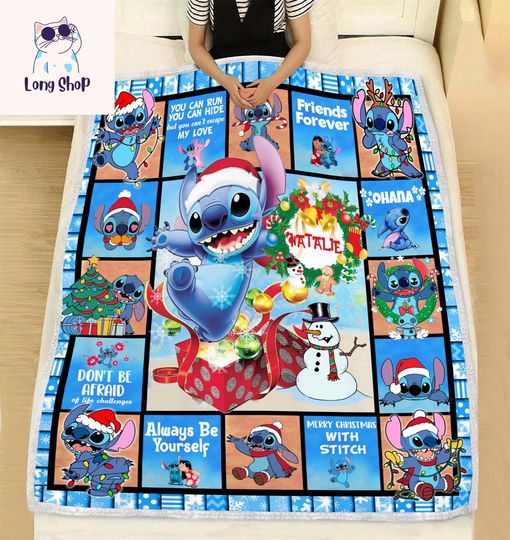 Discover Christmas Stitch Blanket, Santa Stitch Blanket, Personalized Stitch Blanket Lilo Stitch Blanket Stitch, Christmas Gift