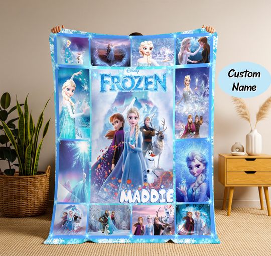 Discover Custom Name Frozen Elsa Queen Fleece Blanket, Elsa Blanket, Frozen Blanket, Frozen Movie Blanket, Personalized Elsa Blanket, Christmas Gift