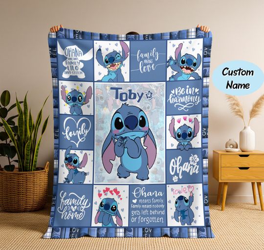 Discover Personalized Stitch Blanket Lilo Stitch Fleece Blanket, Stitch Birthday Gifts, Stitch Christmas Gifts, Baby Shower Gift, Baby Blanket