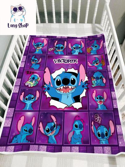 Discover Personalized Stitch Blanket Lilo Stitch Fleece Blanket, Stitch Birthday Gifts, Stitch Christmas Gifts, Baby Shower Gift, Baby Blanket
